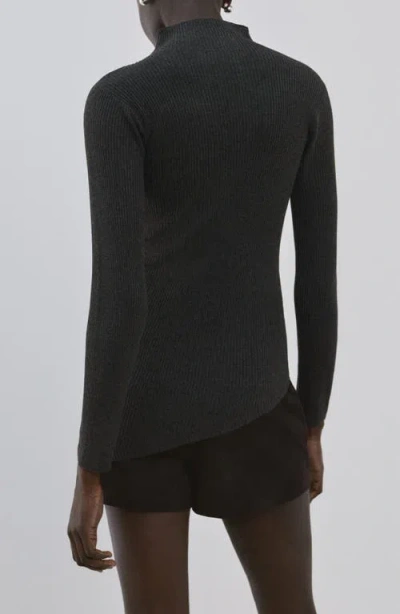 Mango Asymmetric Hem Mock Neck Sweater In Gray