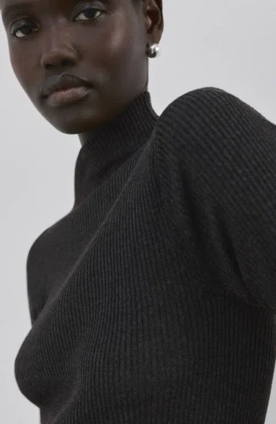 Mango Asymmetric Hem Mock Neck Sweater In Gray
