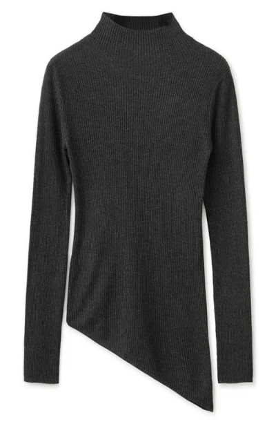 Mango Asymmetric Hem Mock Neck Sweater In Gray