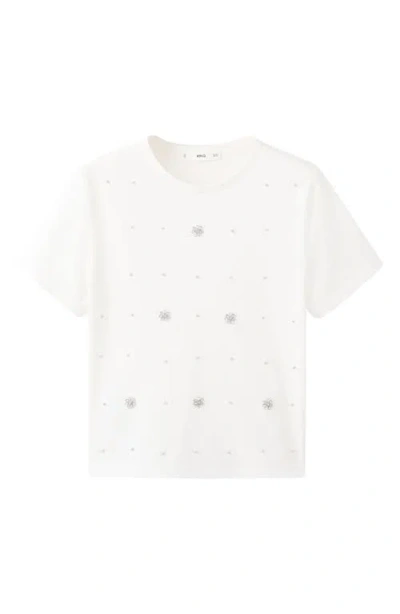 Mango Rhinestone T-shirt In White