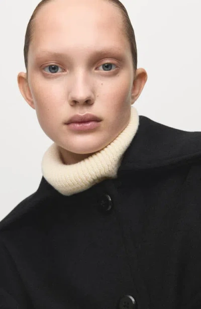 Mango Wool Blend Crop Jacket In Black