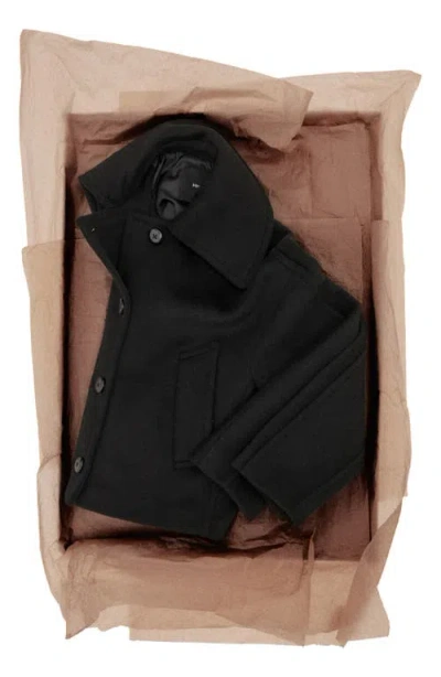 Mango Wool Blend Crop Jacket In Black