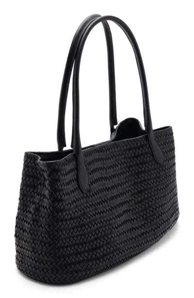 Mango Braided Leather Shoulder Bag In Black