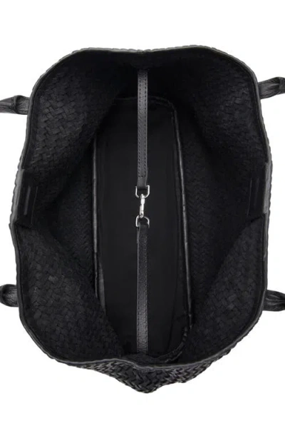 Mango Braided Leather Shoulder Bag In Black