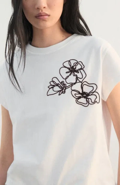 Mango Floral Embroidered T-shirt In White