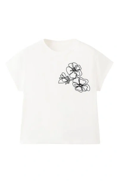 Mango Floral Embroidered T-shirt In White