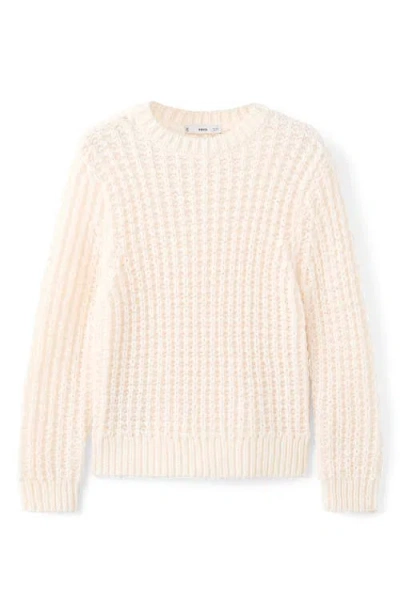 Mango Openwork Knit Sweater In Neutral