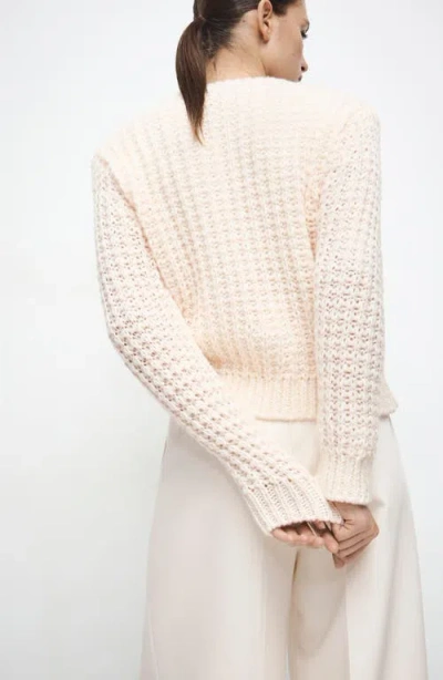 Mango Openwork Knit Sweater In Neutral