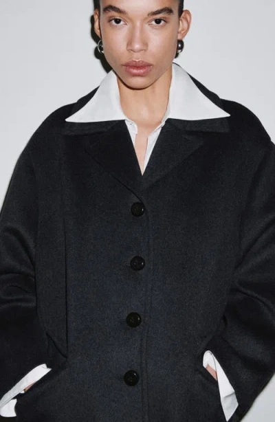 Mango Wool Blend Coat In Black