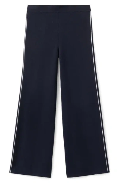 Mango Split Hem Pull-on Straight Leg Knit Pants In Black