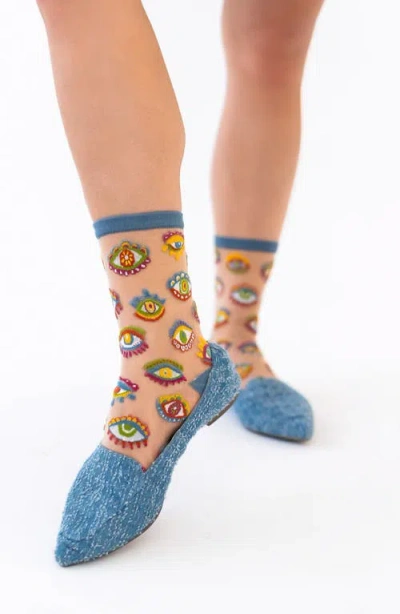 Sock Candy Eye Candy Assorted 2-pack Sheer Crew Socks In Multi