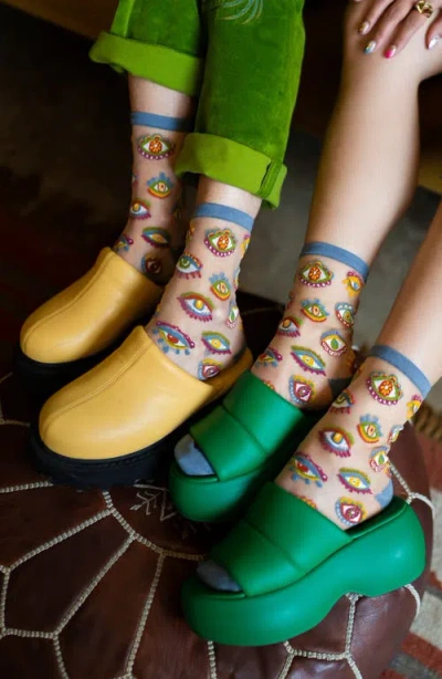Sock Candy Eye Candy Assorted 2-pack Sheer Crew Socks In Multi