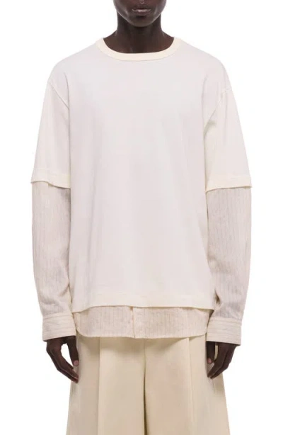 Helmut Lang Layered Pinstriped T-shirt In White