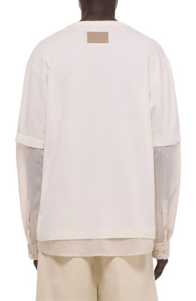 Helmut Lang Layered Pinstriped T-shirt In White
