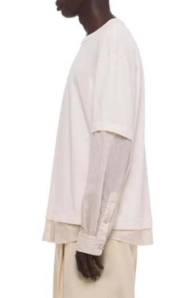 Helmut Lang Layered Pinstriped T-shirt In White