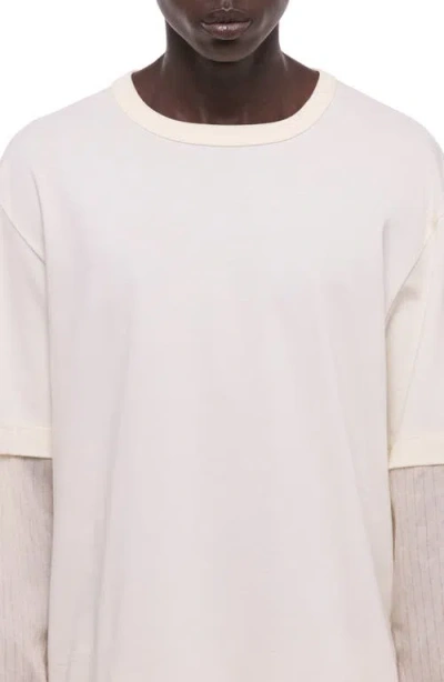 Helmut Lang Layered Pinstriped T-shirt In White