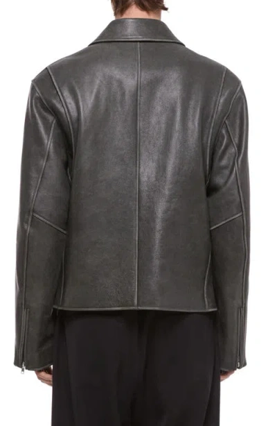 Helmut Lang Distressed Leather Jacket In Black