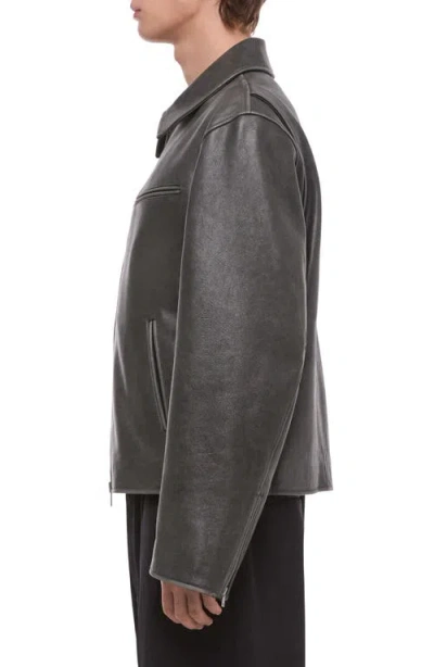 Helmut Lang Distressed Leather Jacket In Black