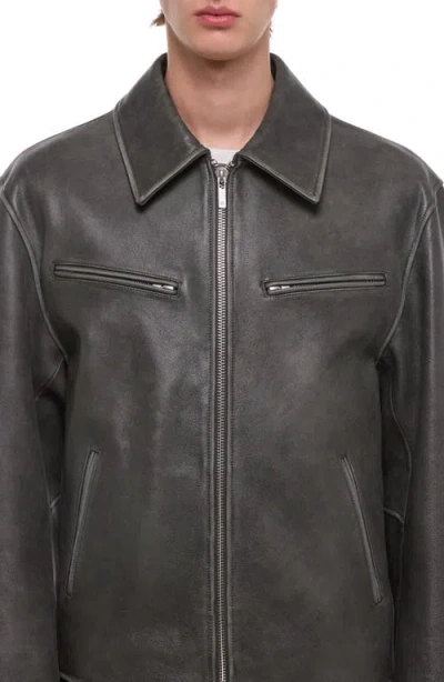 Helmut Lang Distressed Leather Jacket In Black