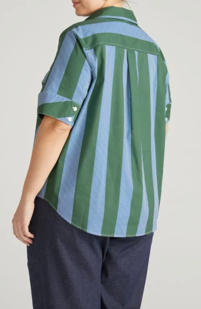 Universal Standard Stretch Poplin Shirt In Green
