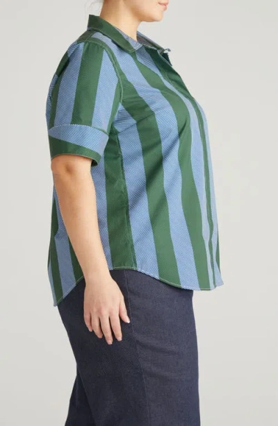 Universal Standard Stretch Poplin Shirt In Green