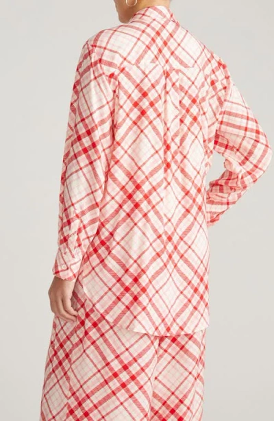 Universal Standard Cooling Oversize Button-up Shirt In Red