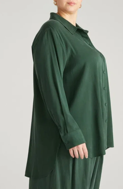 Universal Standard Cooling Oversize Button-up Shirt In Green