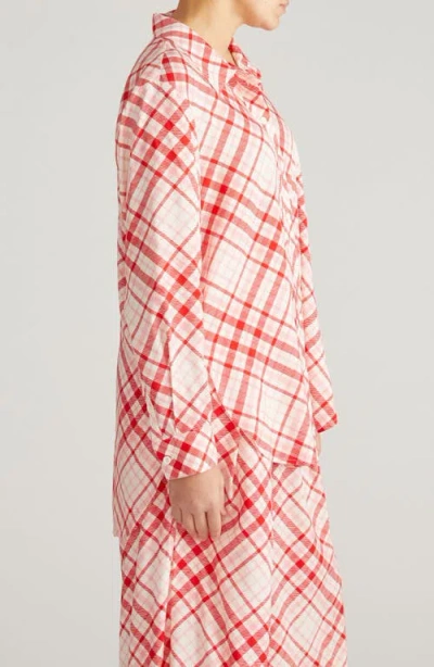 Universal Standard Cooling Oversize Button-up Shirt In Red