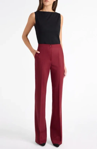 Santorelli Beth Flared Pant In Virgin Wool Stretch In Red