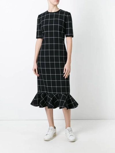 Shop Victoria Victoria Beckham Checked Dress In Black