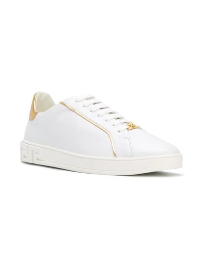 Shop Versace Classic Contrast Trim Sneakers In White