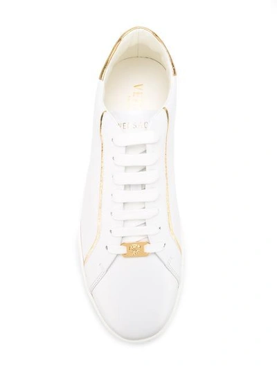 Shop Versace Classic Contrast Trim Sneakers In White