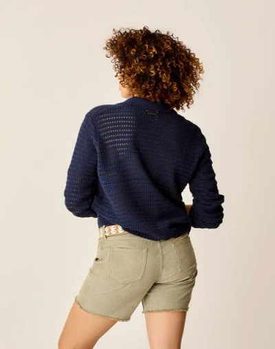 Carve Designs Morgan Polo Sweater In Blue