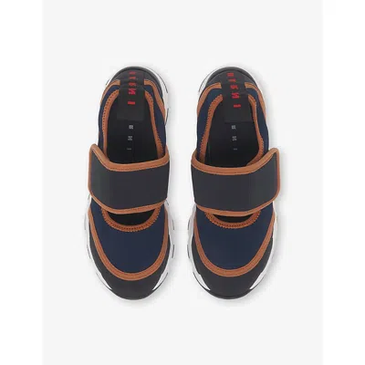 Marni Dark Blue And Black Mary Jane Running Polyamide Sneakers In Multi