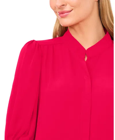 Cece Collared Button Down Blouse In Red