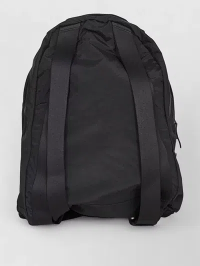 Stone Island Adjustable Strap Logo Backpack With Multiple Pockets In Black