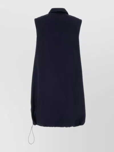 Prada Womens Blue Branded Sleeveless Cotton-poplin Mini Dress
