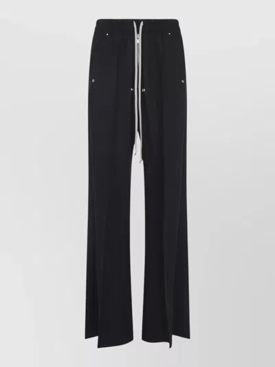 Rick Owens Heizer Belas Wide-leg Cotton-blend Poplin Drawstring Cargo Trousers In Black