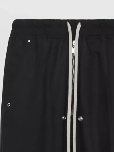 Rick Owens Heizer Belas Wide-leg Cotton-blend Poplin Drawstring Cargo Trousers In Black