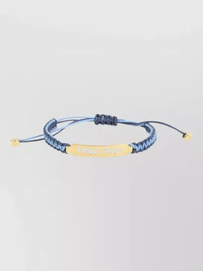 Miu Miu Adjustable Cord Bracelet Gold Tone Accents In Blue