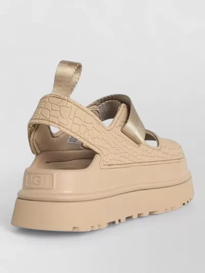 Ugg Goldenglow Platform Sandals Open Toe Pull Tab In Animal Print