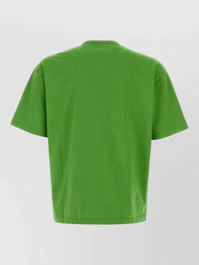 Prada Green Solid Crew Neck T-shirt In Green