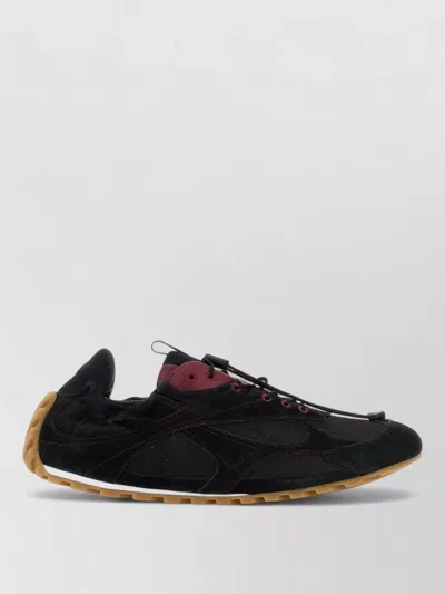 Bottega Veneta Black Fabric And Suede Orbit Flash Sneakers In Black