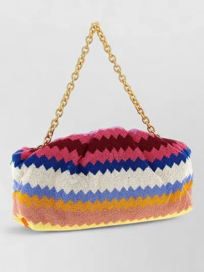 Missoni Zigzag Shoulder Bag Chevron Pattern Chain Strap In Multi