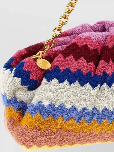 Missoni Zigzag Shoulder Bag Chevron Pattern Chain Strap In Multi