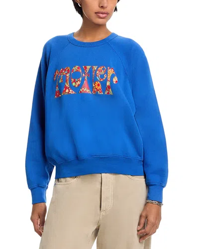 Mother Womens Petal Power The Concert Logo-print Cotton Sweatshirt In Blue