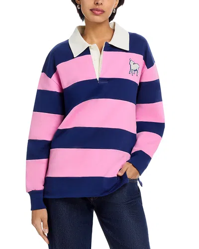 Mother Piece Huddle Long Sleeve Tee In Estate Blue And Begonia Pink In Multi