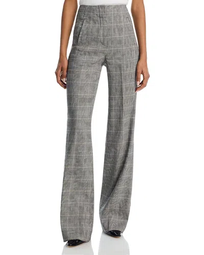Veronica Beard Jude High Waist Wide Leg Glen Plaid Pants In Gray