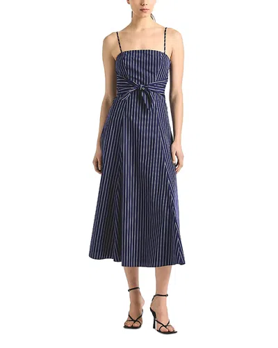 Derek Lam 10 Crosby Zandra Tie Waist Sleeveless Midi Dress In Blue