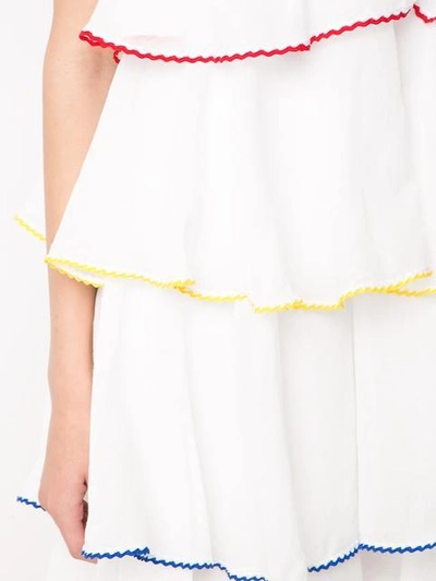 Shop Lisa Marie Fernandez Pleat Trim Flared Dress - White